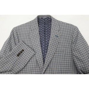 Ted Baker sport coat Mens 40R Jay Endurance Wool Gray Check Two Button notch